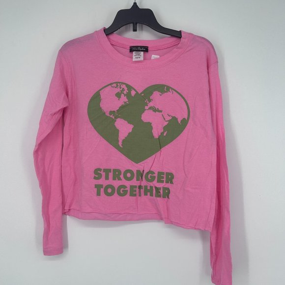 Miss Popular Kids Girls 'Stronger Together' Crop Top Pink Size 14-16 NWOT - Picture 1 of 4